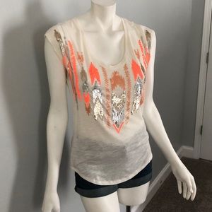Express Neon Sequin Semi-Sheer T-shirt